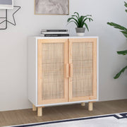 Dressoir 60x30x70 cm grenenhout poly rattan wit