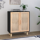Sideboard 60x30x70 cm solid pine wood and poly rattan black