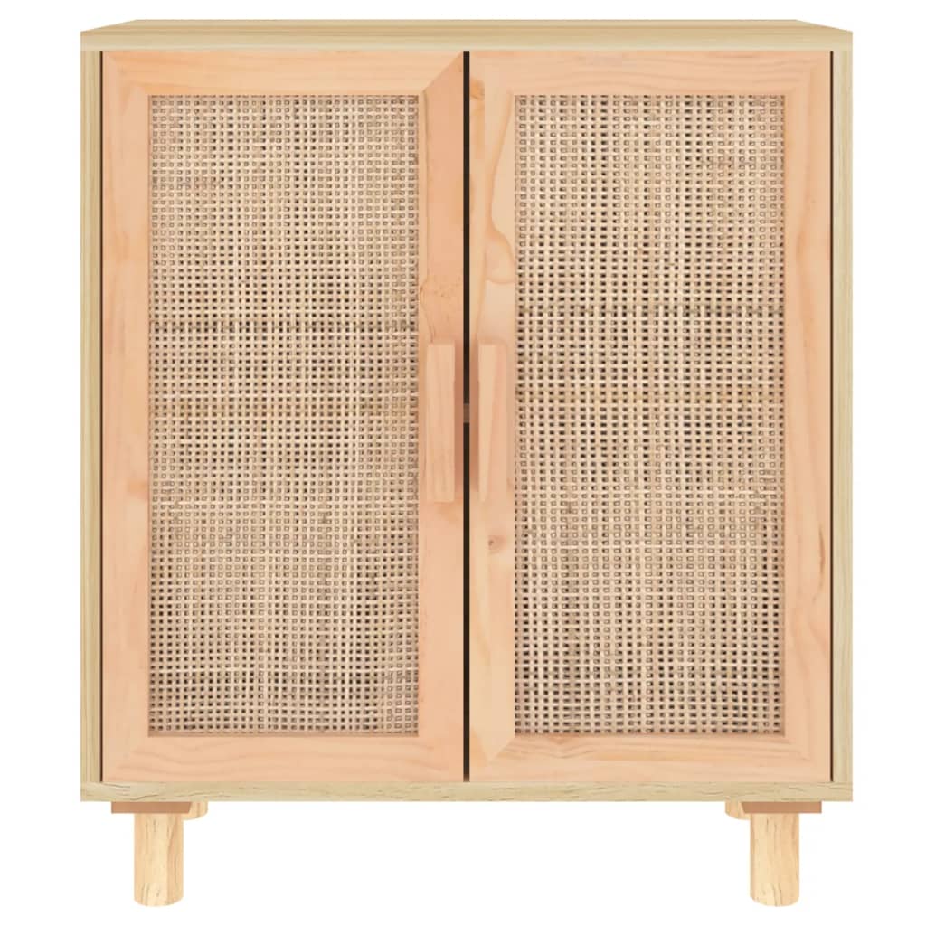 Dressoir 60x30x70 cm massief grenenhout en rattan bruin
