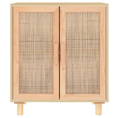 Dressoir 60x30x70 cm massief grenenhout en rattan bruin