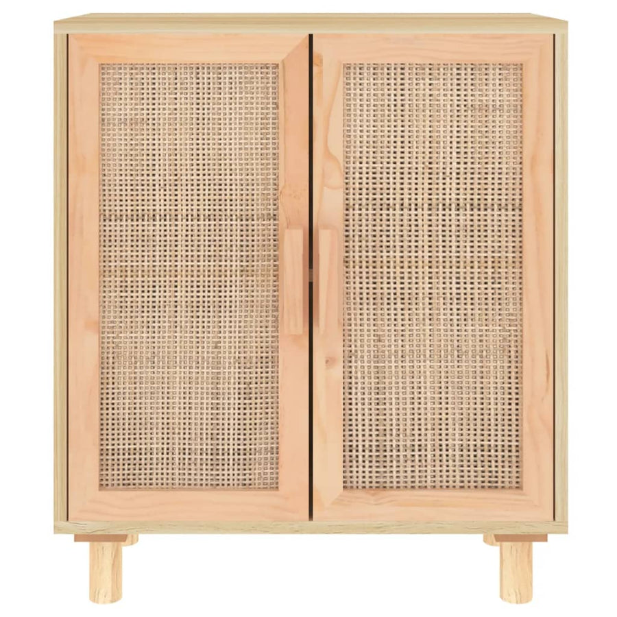 Dressoir 60x30x70 cm massief grenenhout en rattan bruin