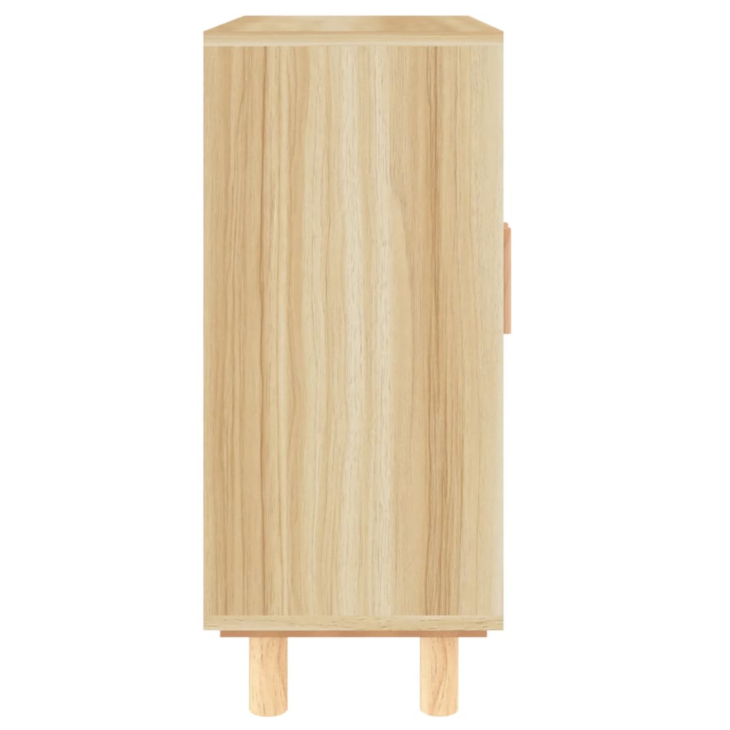 Dressoir 60X30X70 Cm Massief Grenenhout En Rattan Bruin