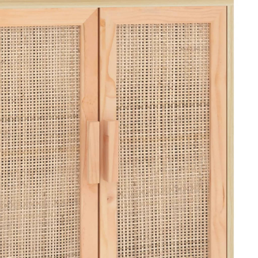 Dressoir 60x30x70 cm massief grenenhout en rattan bruin