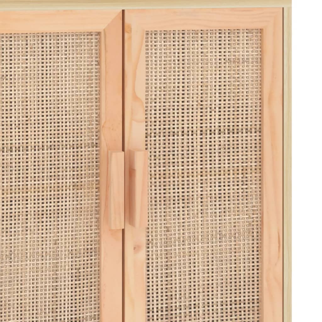 Dressoir 60X30X70 Cm Massief Grenenhout En Rattan Bruin