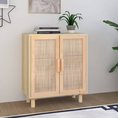 Dressoir 60x30x70 cm massief grenenhout en rattan bruin