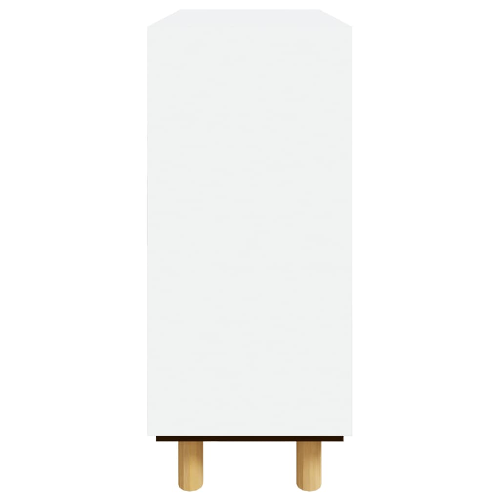 Dressoir 60X30X70 Cm Massief Grenenhout En Rattan Wit