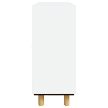 Dressoir 60X30X70 Cm Massief Grenenhout En Rattan Wit