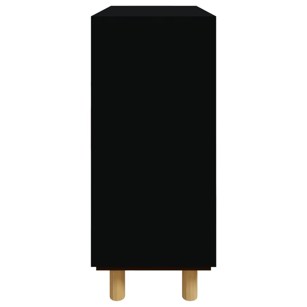 Dressoir 60X30X70 Cm Massief Grenen Hout En Rattan Zwart