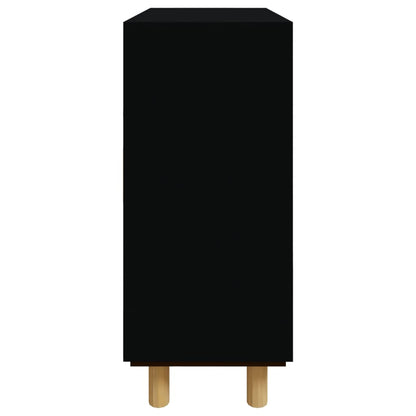 Dressoir 60X30X70 Cm Massief Grenen Hout En Rattan Zwart