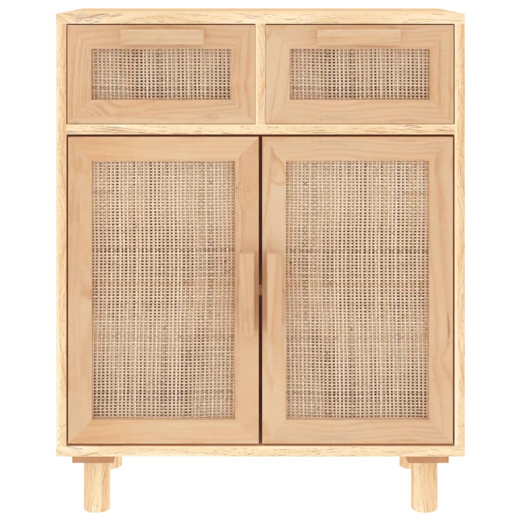 Dressoir 60X30X75 Cm Massief Grenenhout En Rattan Bruin