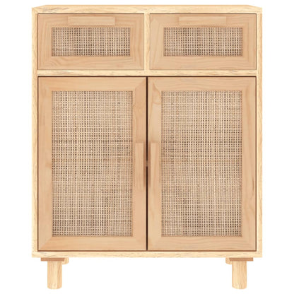 Dressoir 60X30X75 Cm Massief Grenenhout En Rattan Bruin