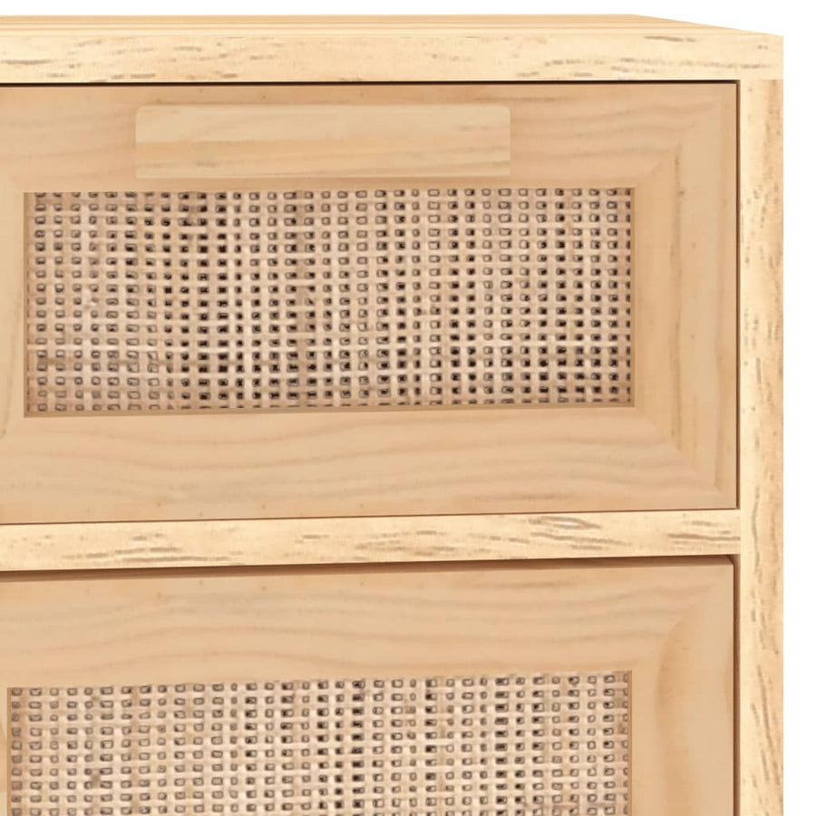 Dressoir 60X30X75 Cm Massief Grenenhout En Rattan Bruin