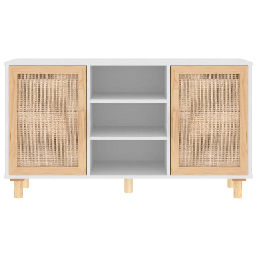 Dressoir 105X30X60 Cm Massief Grenenhout En Rattan Wit