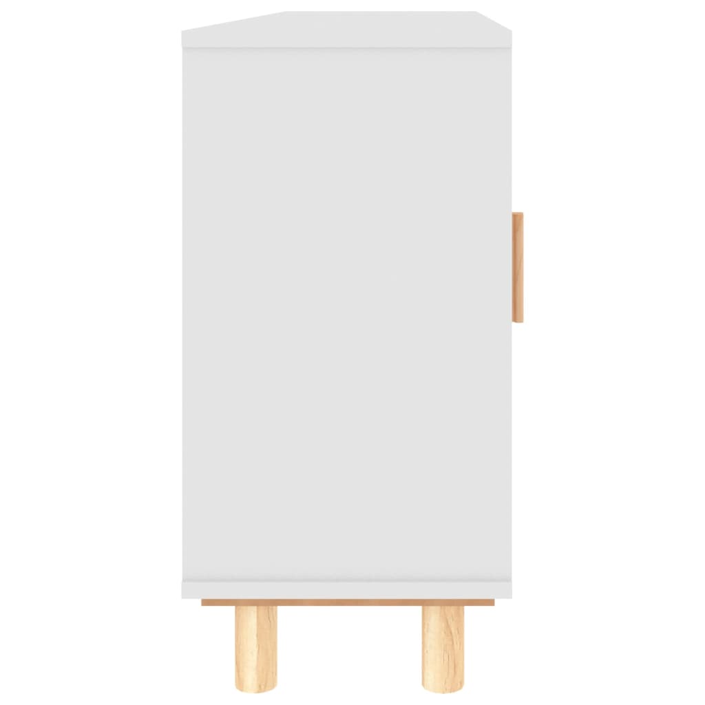 Dressoir 105X30X60 Cm Massief Grenenhout En Rattan Wit