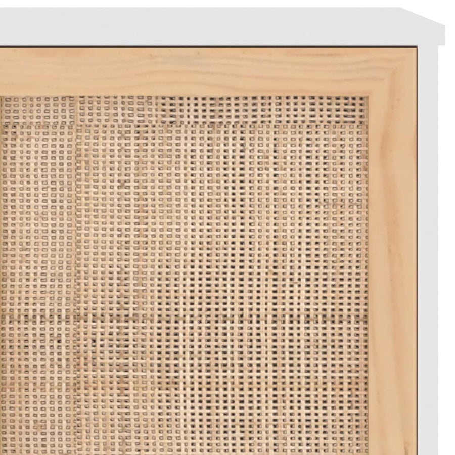 Dressoir 105X30X60 Cm Massief Grenenhout En Rattan Wit