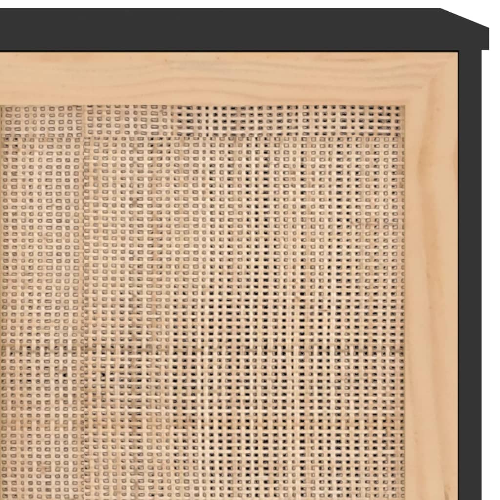 Dressoir 105x30x60 cm massief grenen hout en rattan zwart