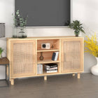 Sideboard 105x30x60 cm solid pine wood and Poly Rattan brown