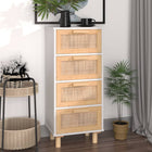 Sideboard 40x30x90 cm solid pine and poly rattan white