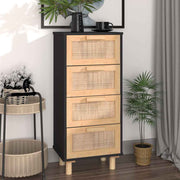 Dressoir 40x30x90 cm massief grenen rattan zwart