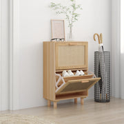 Schoenenkast 52x25x80 cm bewerkt hout rattan bruin