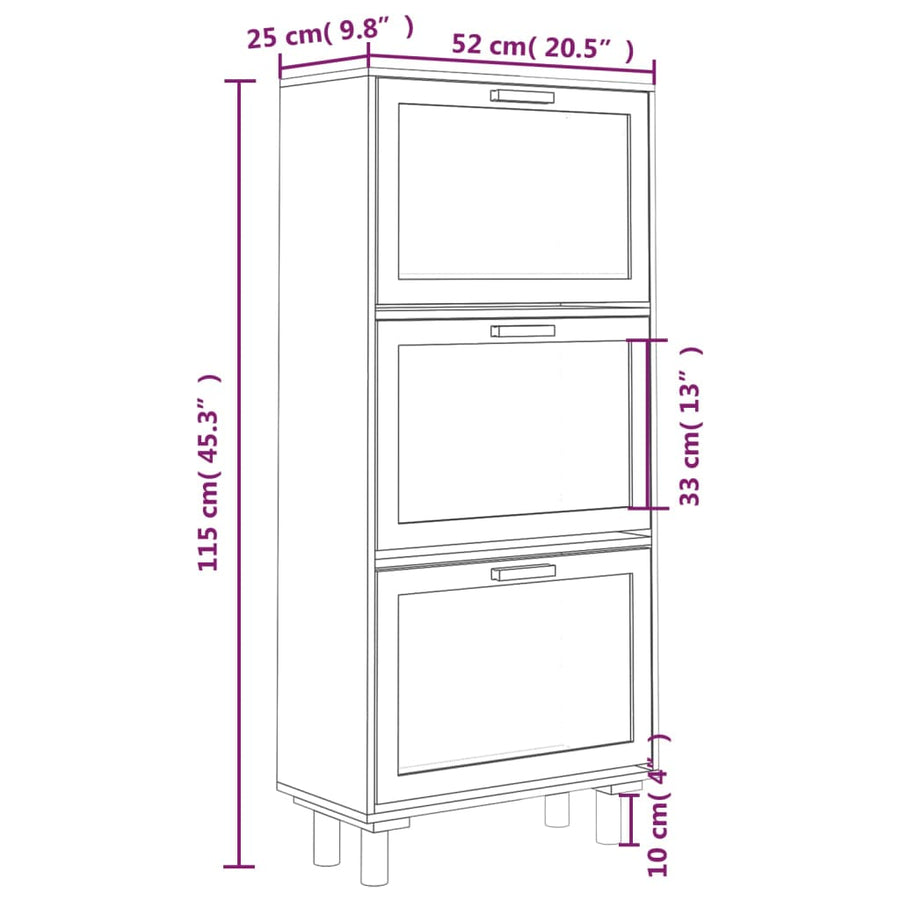Schoenenkast 52X25X115 Cm Bewerkt Hout En Natuurlijk Rattan Wit