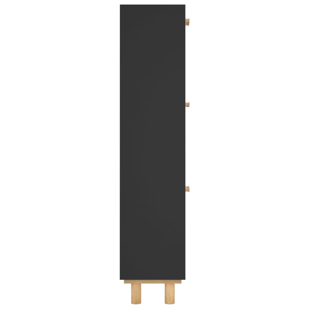 Schoenenkast 52X25X5 Cm Bewerkt Hout En Rattan Zwart