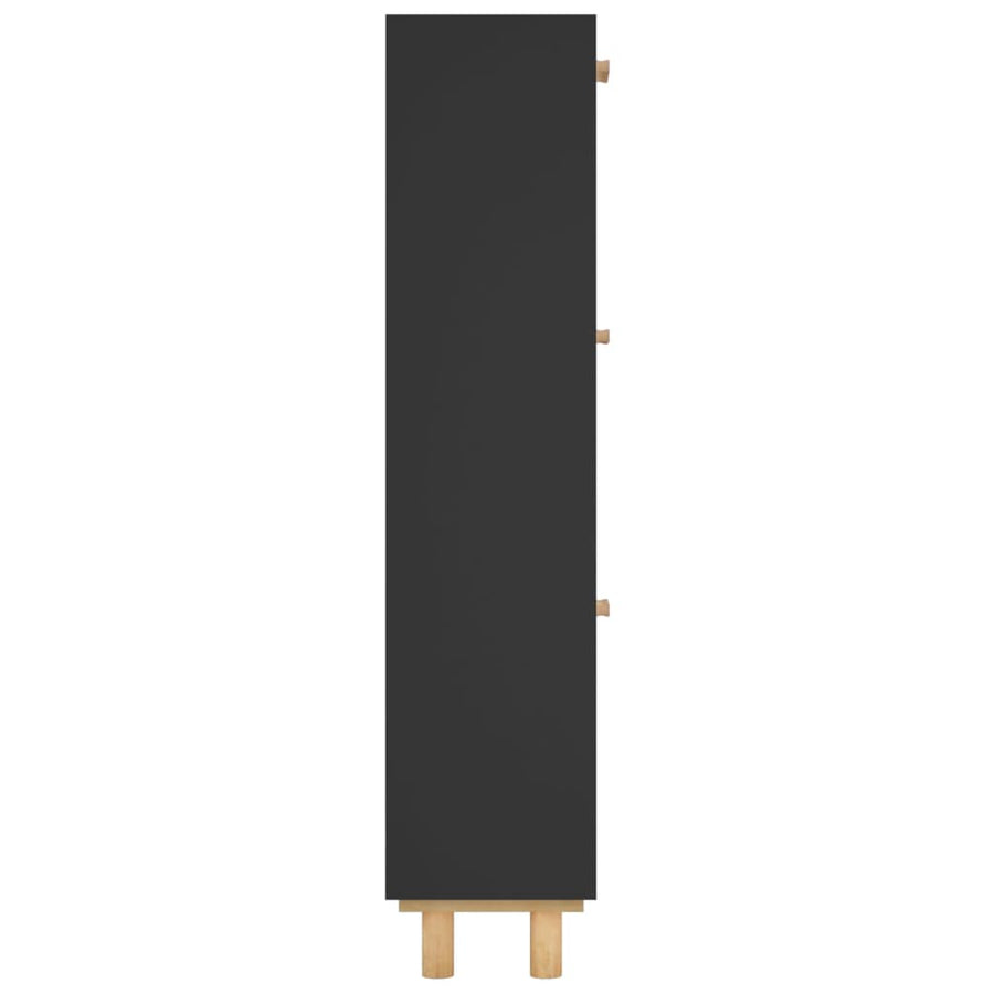 Schoenenkast 52X25X5 Cm Bewerkt Hout En Rattan Zwart