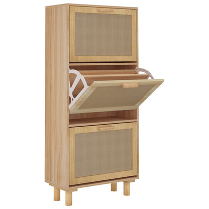 Schoenenkast 52X25X5Cm Bewerkt Hout & Natuurlijk Rattan Bruin
