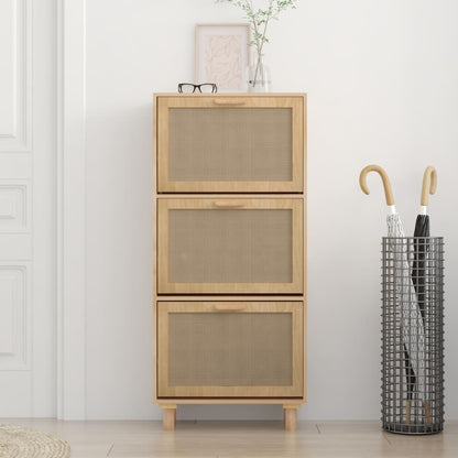 Schoenenkast 52X25X5Cm Bewerkt Hout & Natuurlijk Rattan Bruin