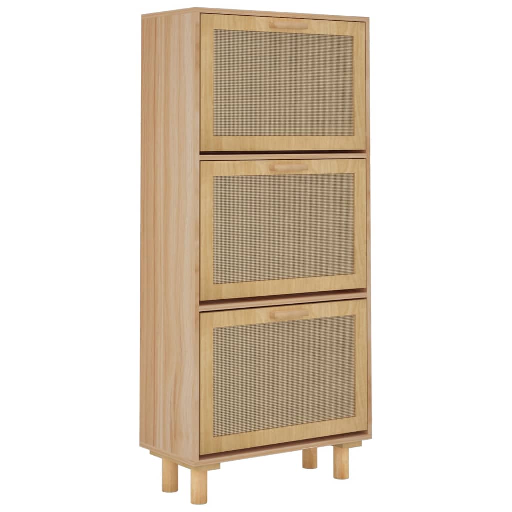 Schoenenkast 52X25X5Cm Bewerkt Hout & Natuurlijk Rattan Bruin