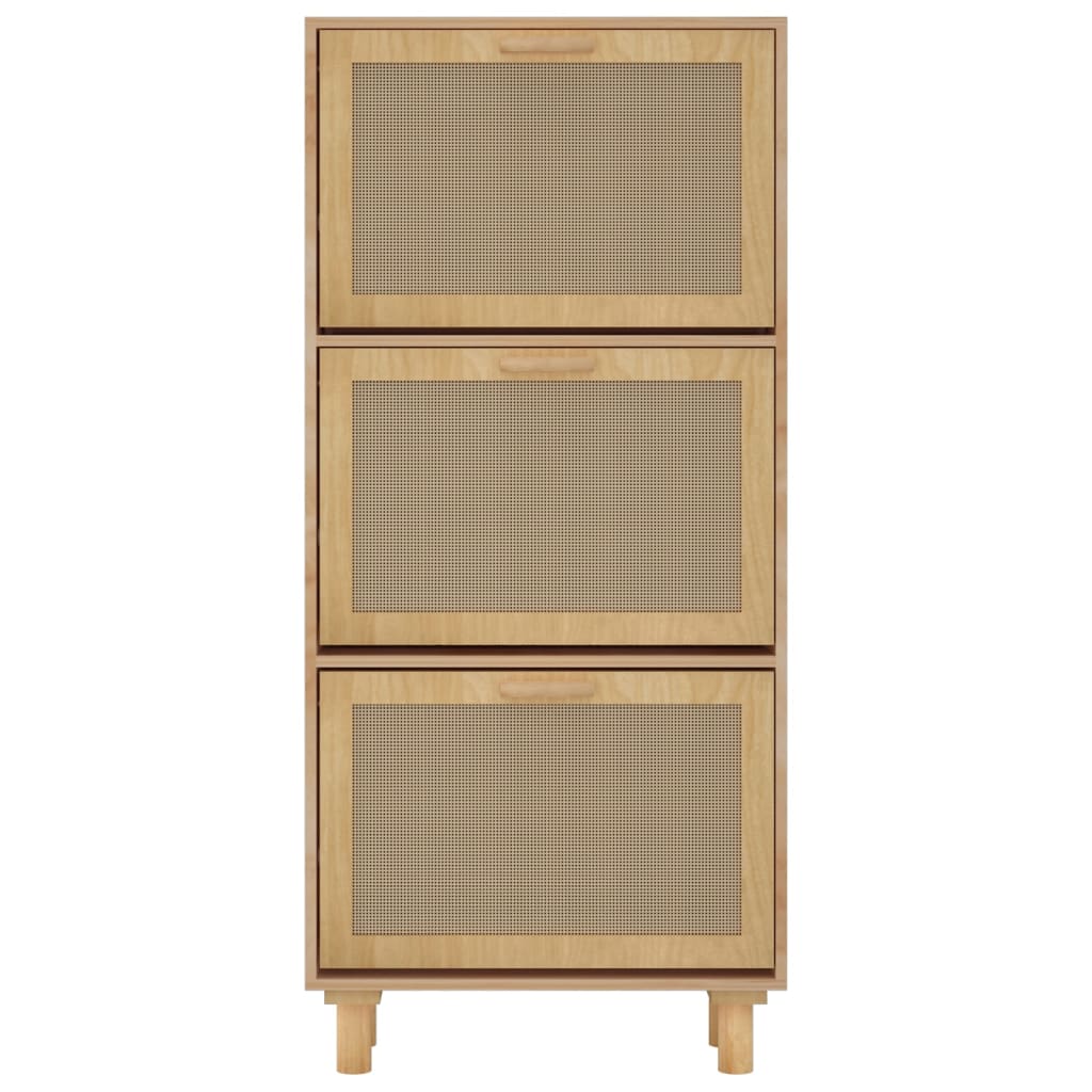 Schoenenkast 52X25X5Cm Bewerkt Hout & Natuurlijk Rattan Bruin