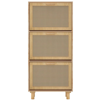 Schoenenkast 52X25X5Cm Bewerkt Hout & Natuurlijk Rattan Bruin