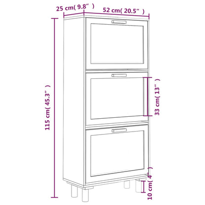 Schoenenkast 52X25X5Cm Bewerkt Hout & Natuurlijk Rattan Bruin