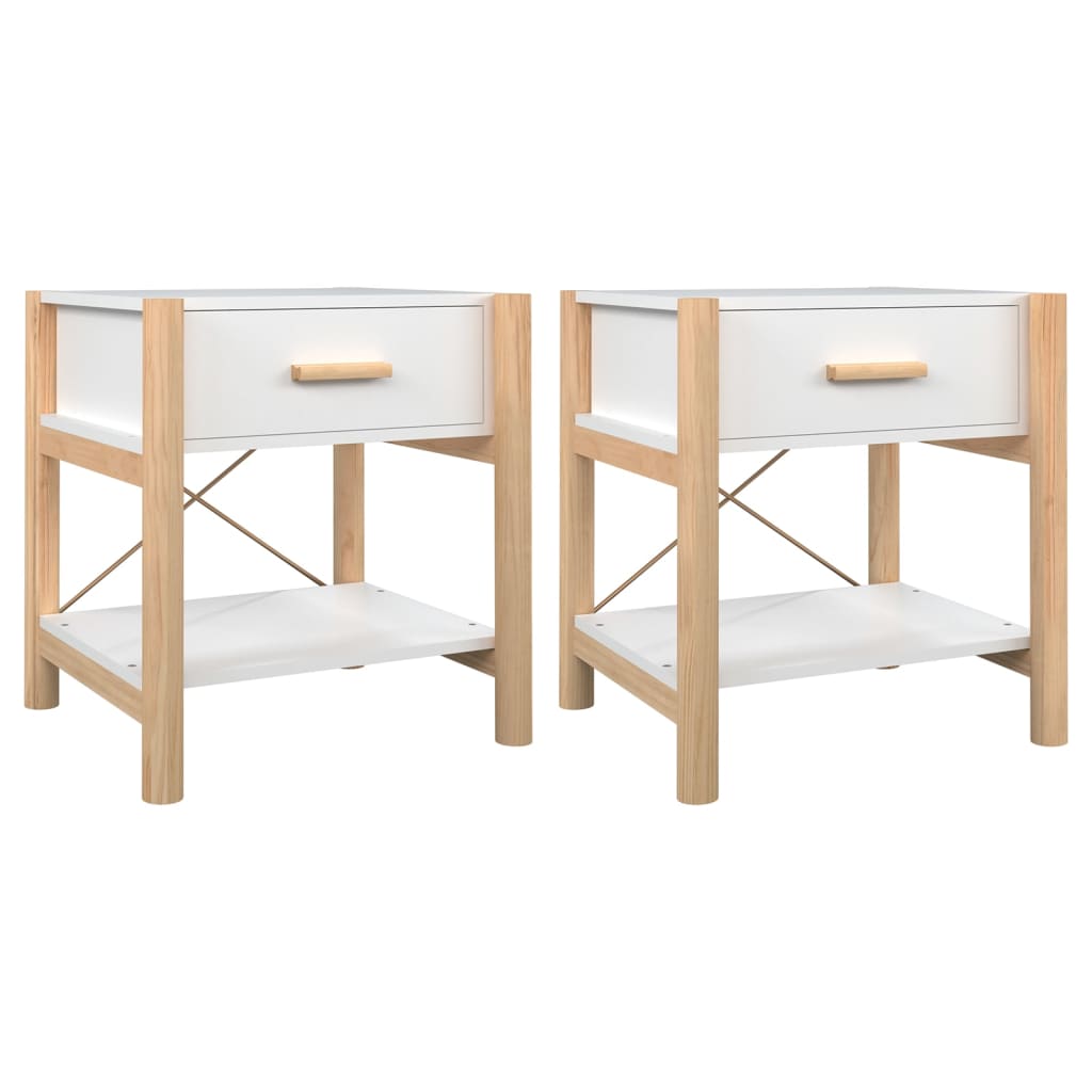 Nachtkastjes 2 St 42X38X45 Cm Bewerkt Hout Wit