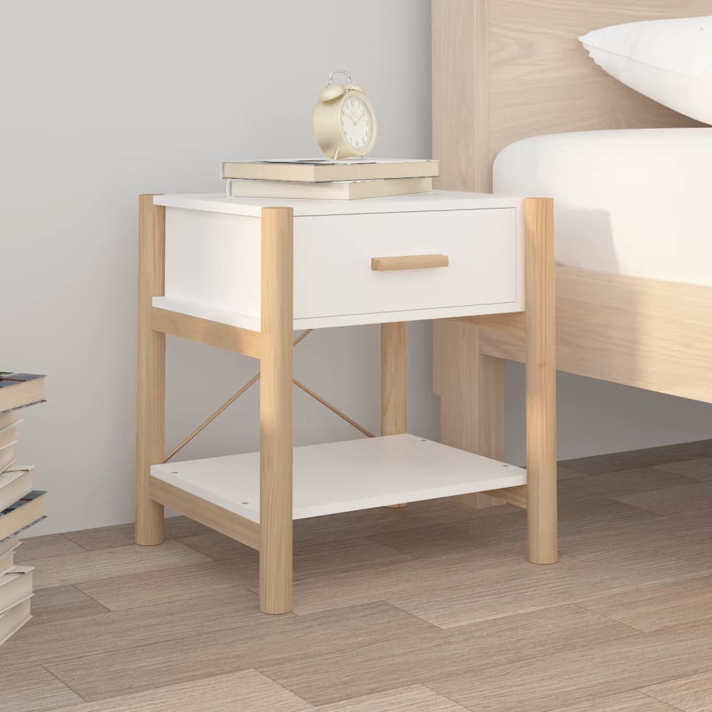 Nachtkastjes 2 St 42X38X45 Cm Bewerkt Hout Wit