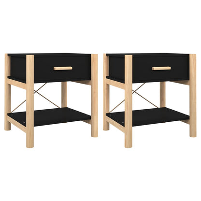 Nachtkastjes 2 St 42X38X45 Cm Bewerkt Hout Zwart