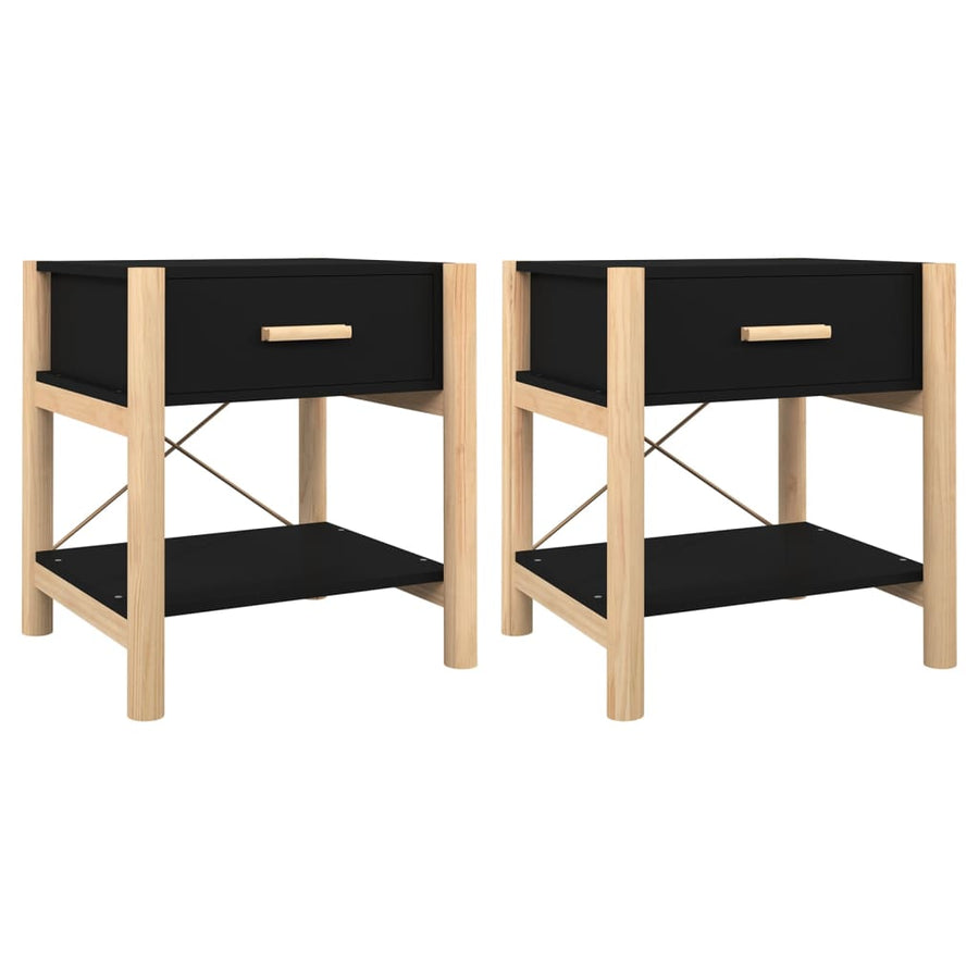 Nachtkastjes 2 St 42X38X45 Cm Bewerkt Hout Zwart