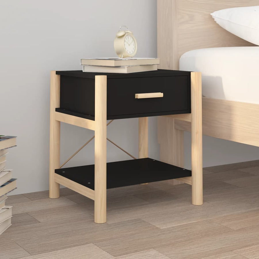 Nachtkastjes 2 St 42X38X45 Cm Bewerkt Hout Zwart