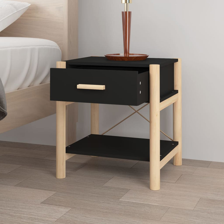 Nachtkastjes 2 St 42X38X45 Cm Bewerkt Hout Zwart