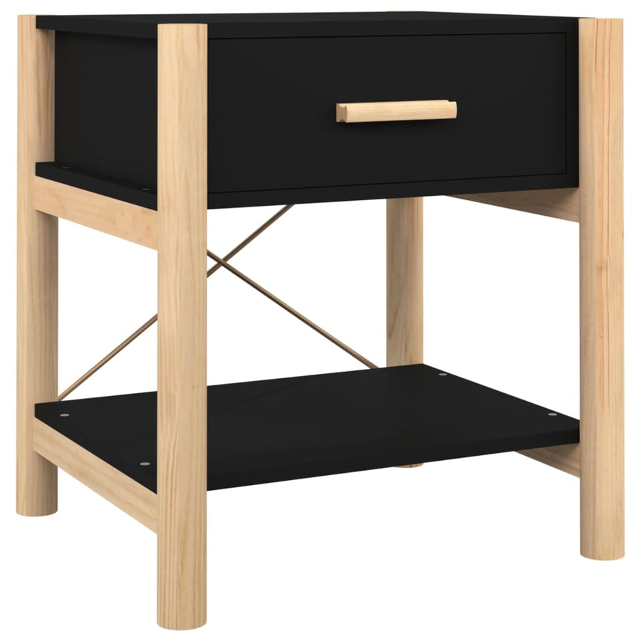 Nachtkastjes 2 St 42X38X45 Cm Bewerkt Hout Zwart