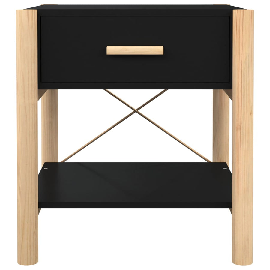 Nachtkastjes 2 St 42X38X45 Cm Bewerkt Hout Zwart
