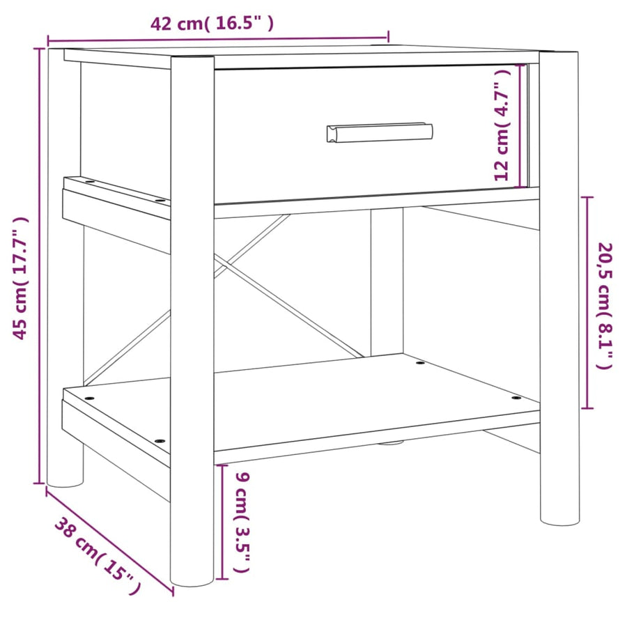 Nachtkastjes 2 St 42X38X45 Cm Bewerkt Hout Zwart