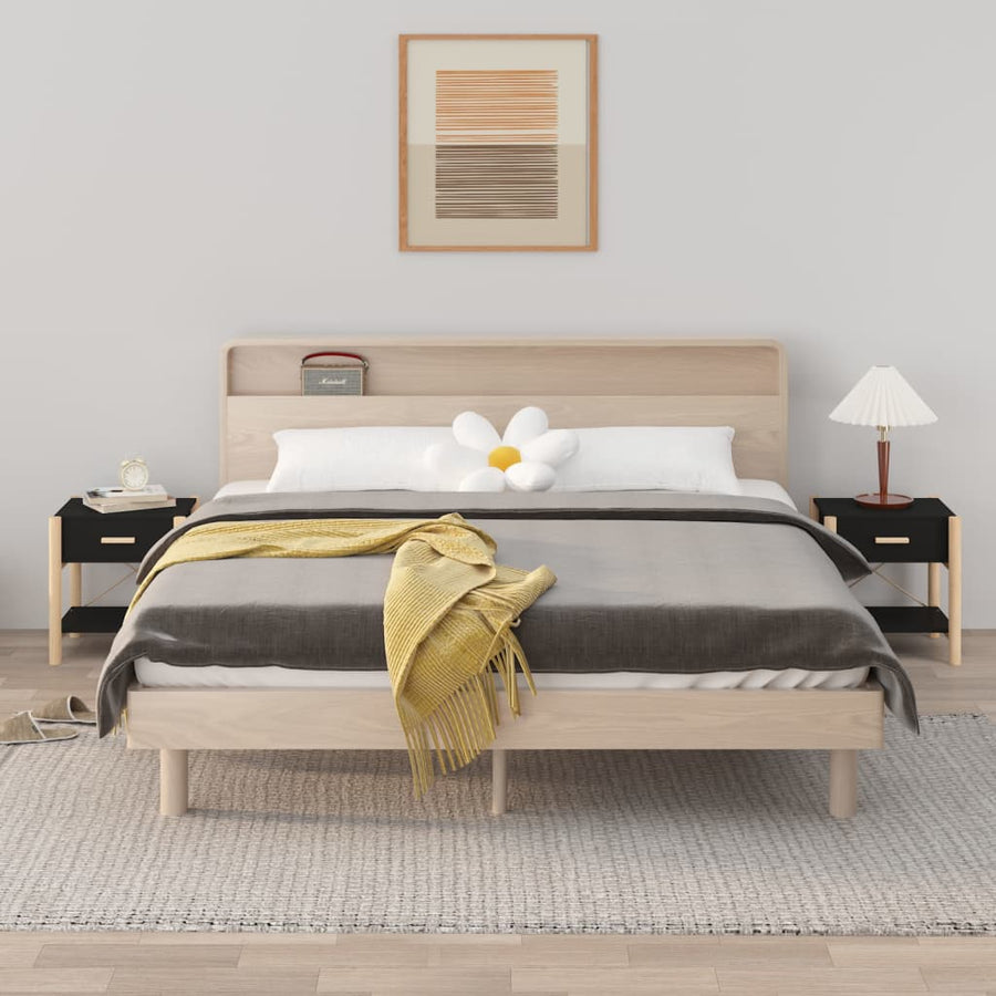 Nachtkastjes 2 St 42X38X45 Cm Bewerkt Hout Zwart