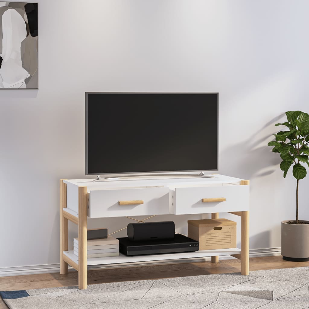 Tv-Meubel 82X38X45 Cm Bewerkt Hout Wit