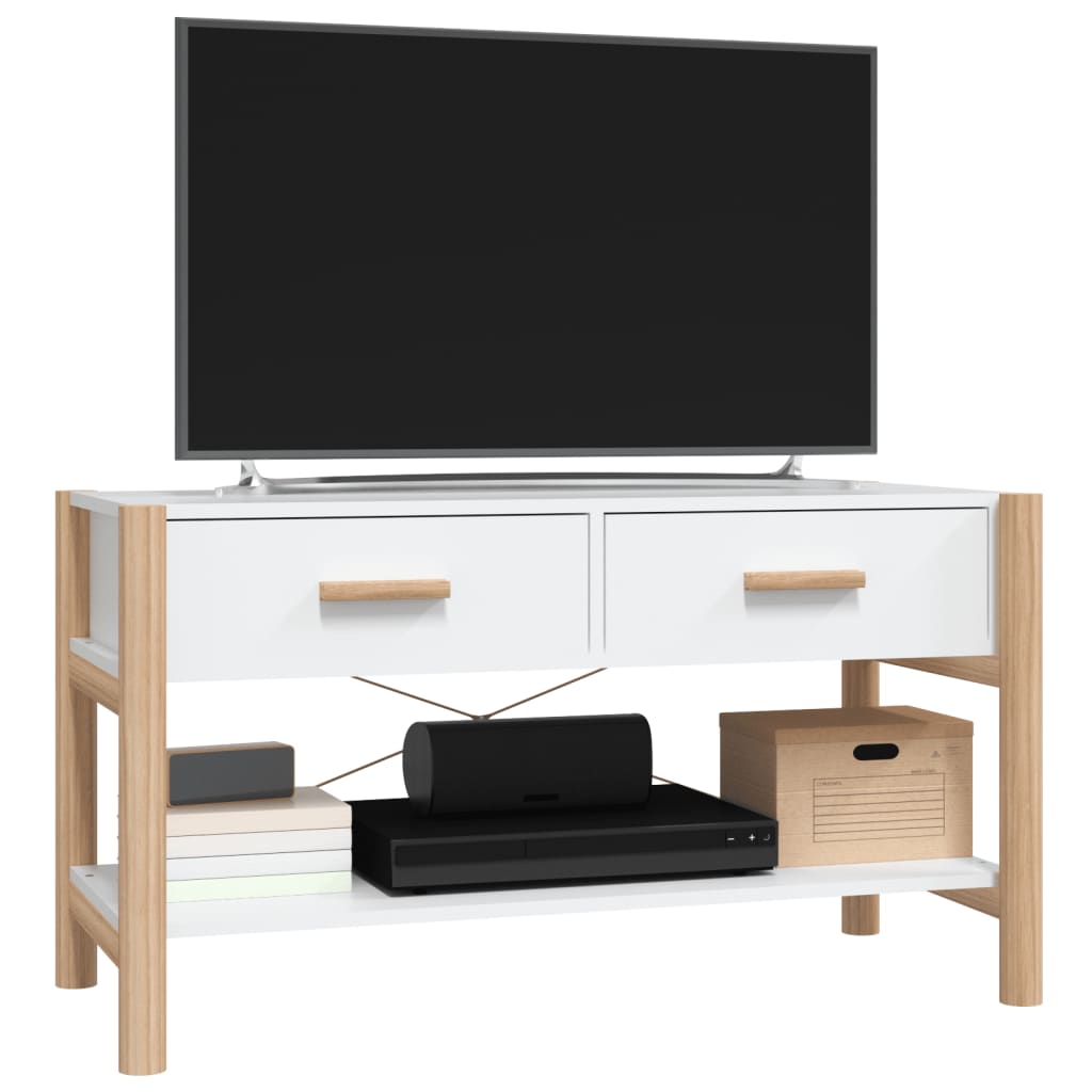 Tv-Meubel 82X38X45 Cm Bewerkt Hout Wit