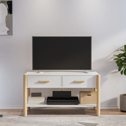 Tv-Meubel 82X38X45 Cm Bewerkt Hout Wit