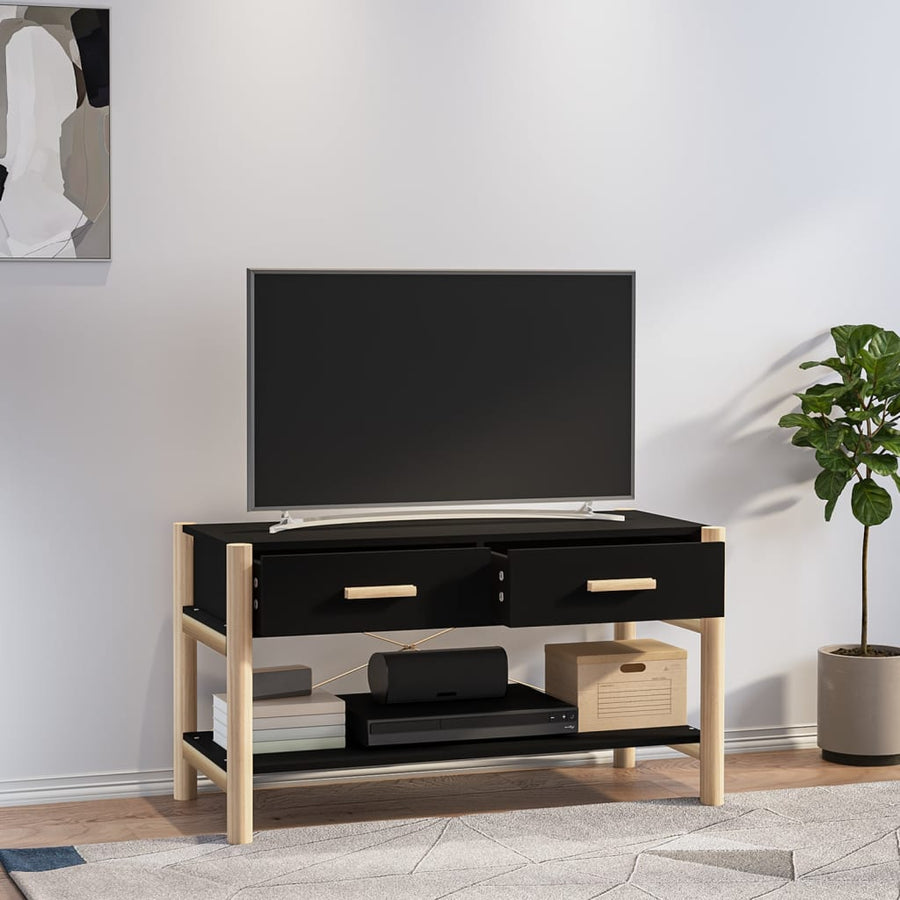 Tv-Meubel 82X38X45 Cm Bewerkt Hout Zwart