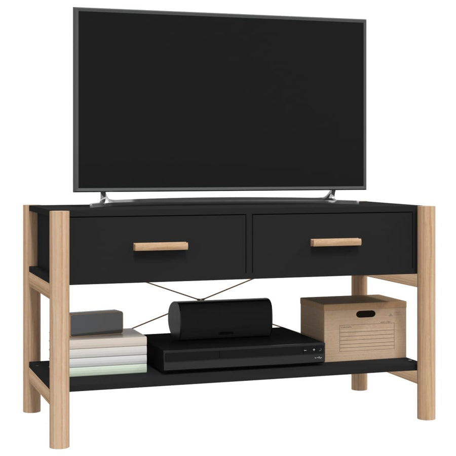 Tv-Meubel 82X38X45 Cm Bewerkt Hout Zwart