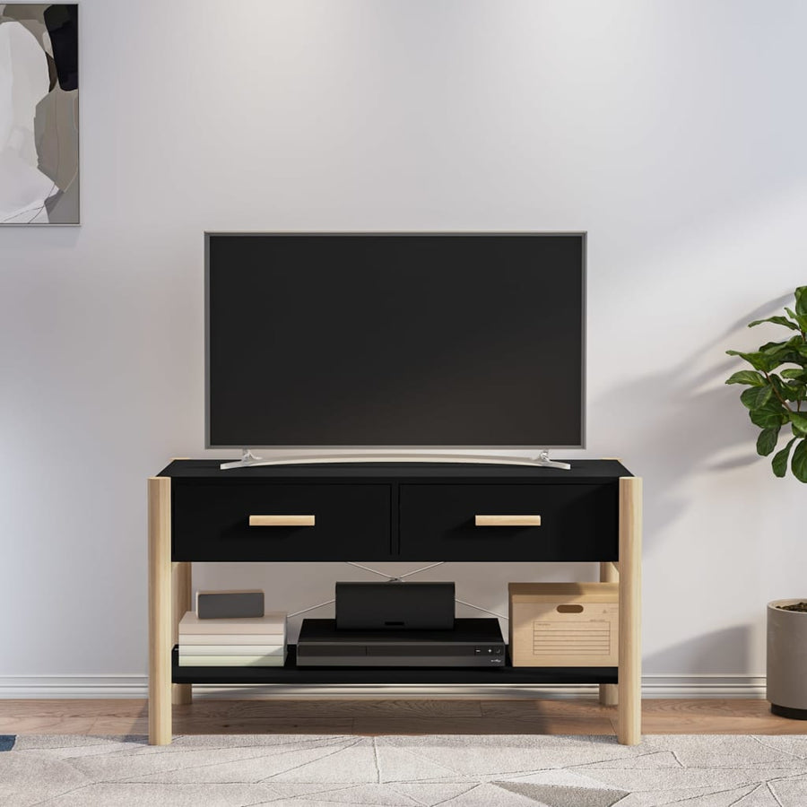 Tv-Meubel 82X38X45 Cm Bewerkt Hout Zwart