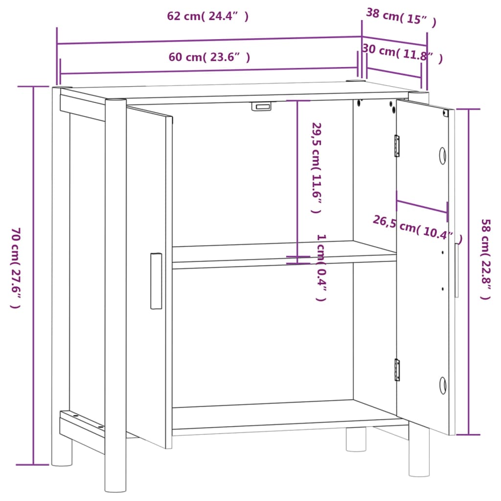 Dressoir 62X38X70 Cm Bewerkt Hout Wit